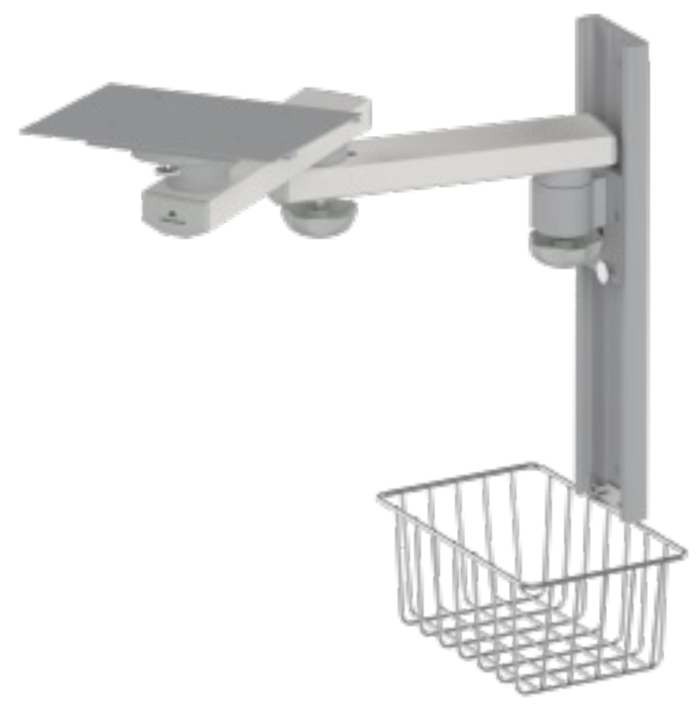 Monitor Stand with Rail Mounted Basket - Rotary Rotary Fixed - Image 2